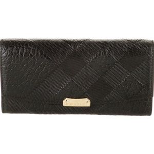 Burberry Black Leather Animal Print Continental Wallet♥️